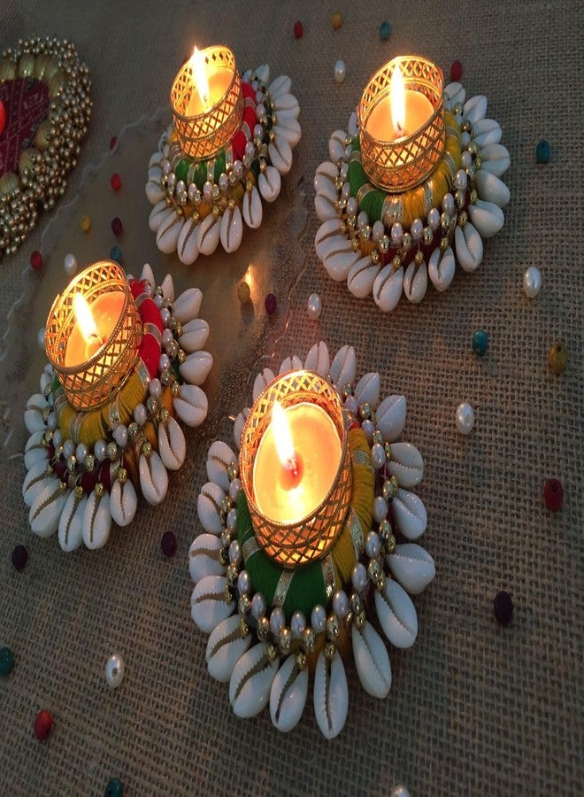 thriftkart Metal Heavy Design Hand Made Decorative Diya - Pack of 4 | Tea Light Candle Holder for Festival, Occasion, Diwali & Home Decoration - Image 2
